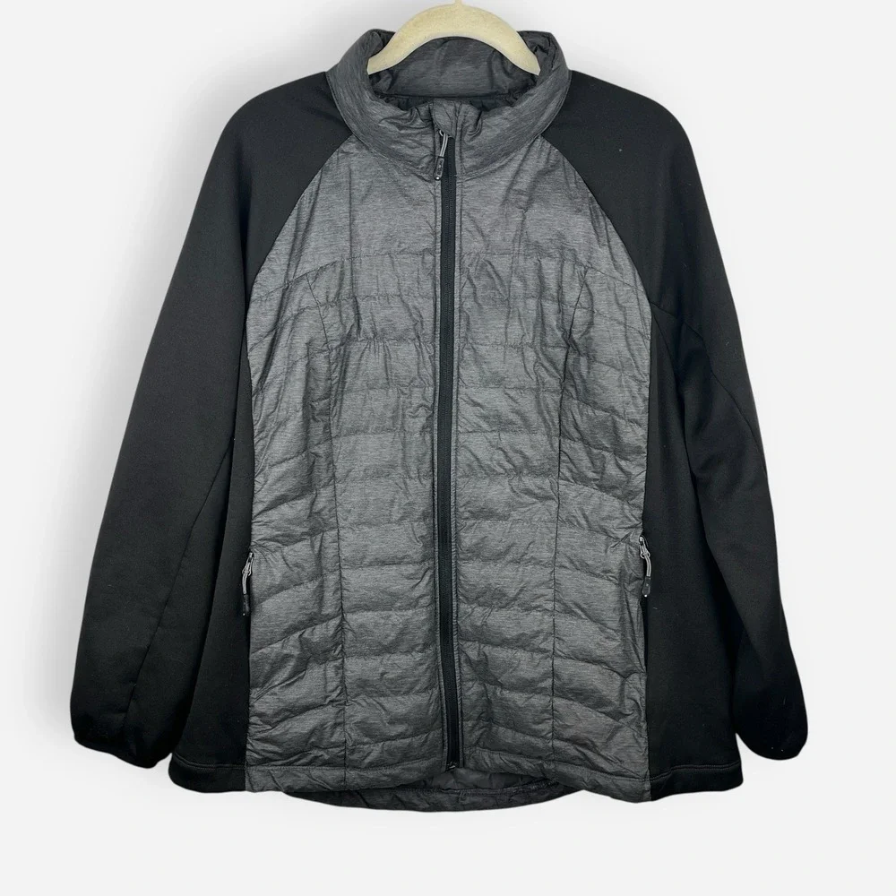 32 Degrees Weatherproof Puffer Jacket Coat Womens XXL Gray Black‎ Down Mock Neck